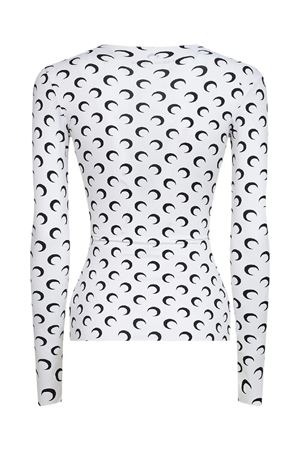 Top in jersey riciclato bianco e nero MARINE SERRE | WTS006ACJER0001WH00
